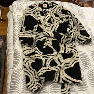 Farm Rio Black and White Textured Coat